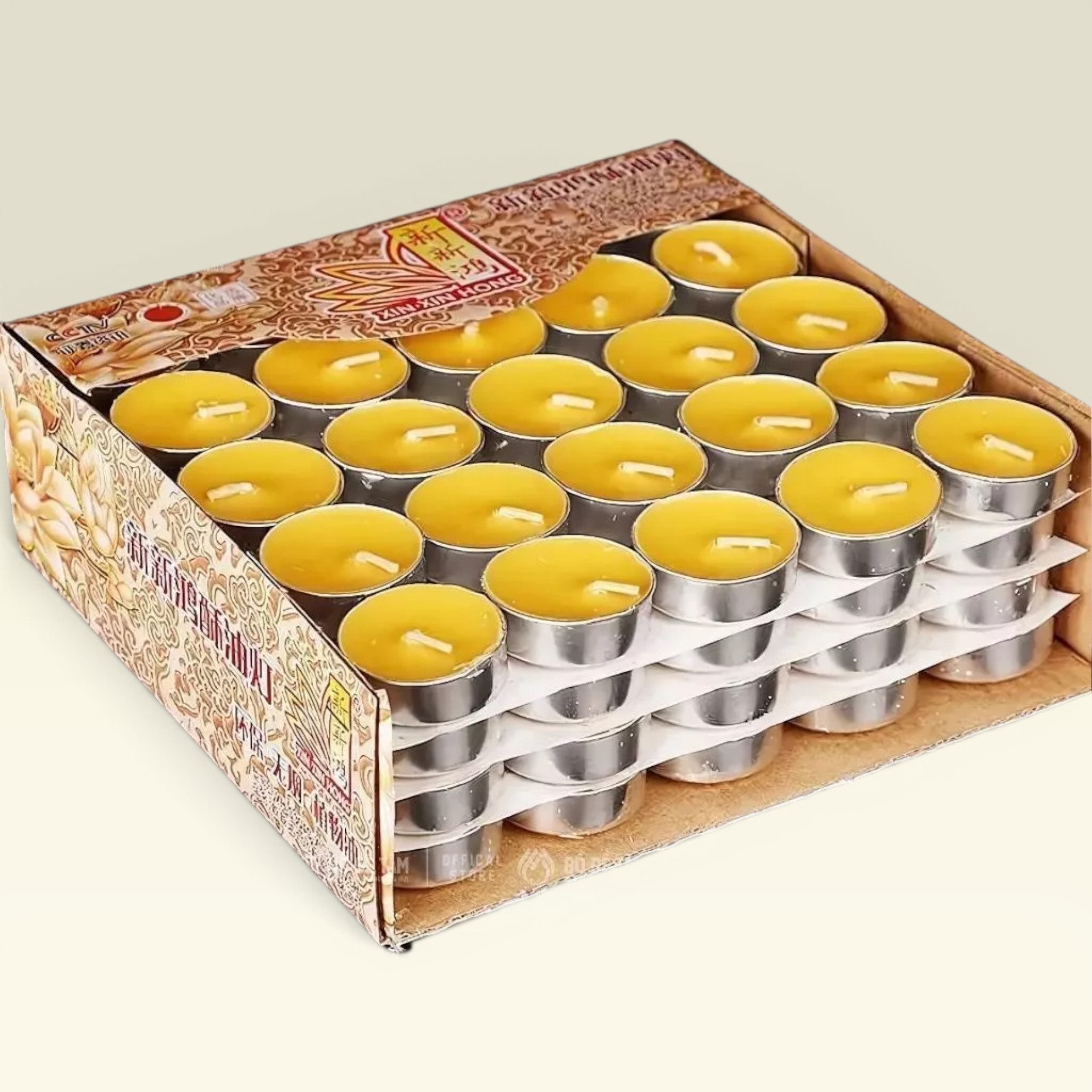 Nến Cúng Dường Bơ Thực Vật 4 Giờ – Hộp 100 Viên