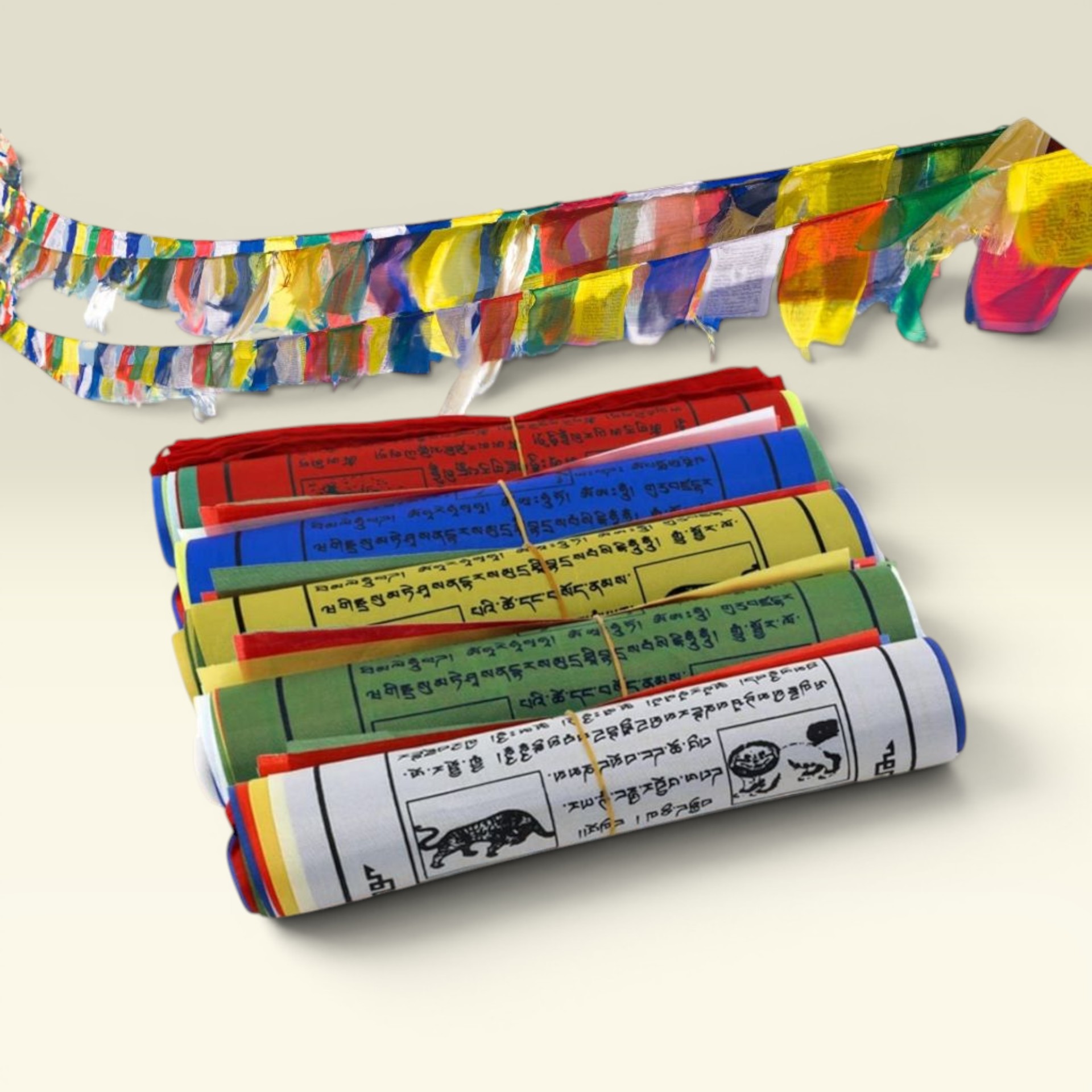 Cờ Lungta Tây Tạng, Cờ Phong Mã Cầu Nguyện Bình An 8.5m, 25 Lá, Vải Cotton