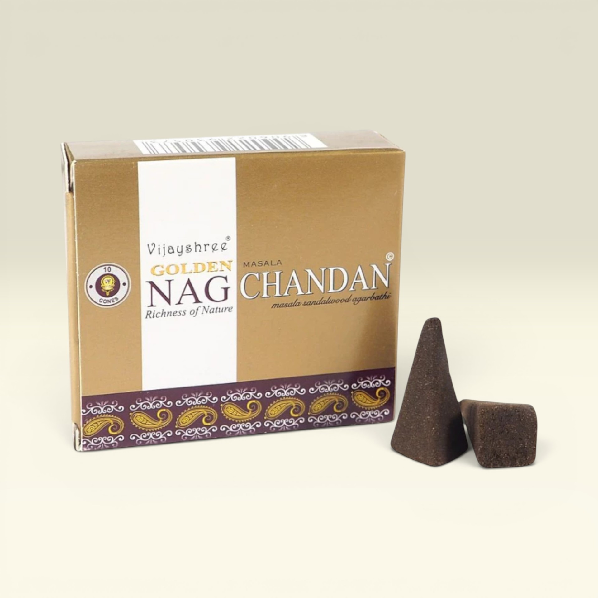 Nhang Nụ Tinh Dầu Gỗ Chiên Đàn Ấn Độ Golden Nag Chandan Masala – Hộp 10 Nụ