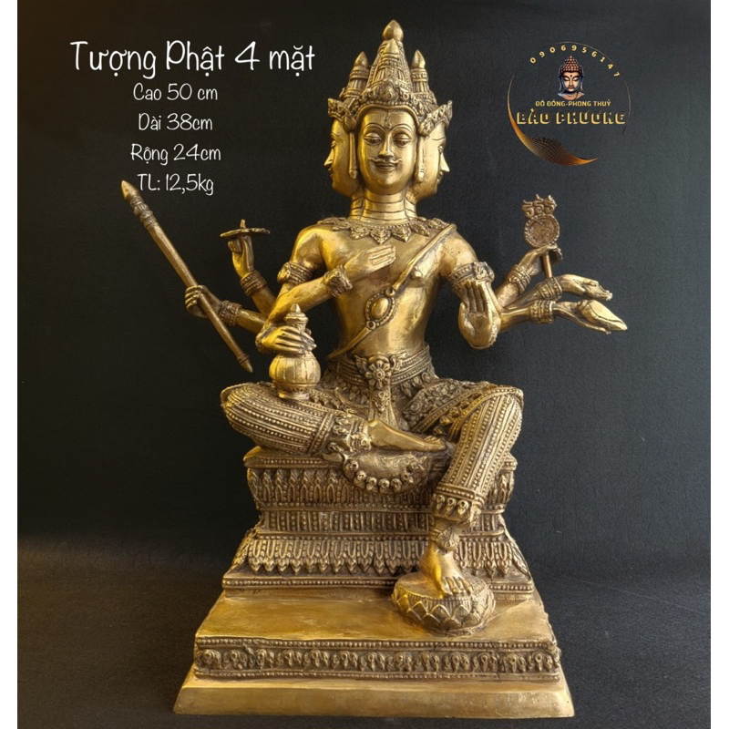 Tượng Phật Phật Bốn Mặt - Phật Tứ Diện- Tượng Đồng Thờ Cúng- Tượng Phật Thái Lan - Vạn Kim Đại Cát