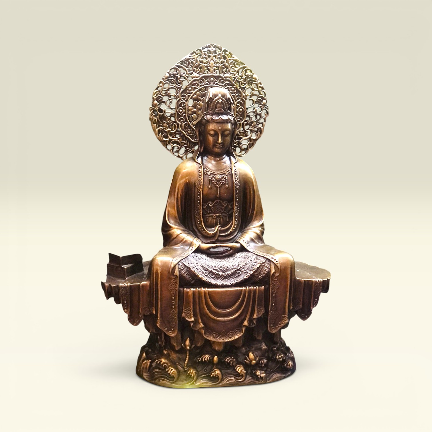Quan Âm Ngồi 32cm Bằng Đồng - Vạn Kim Đại Cát