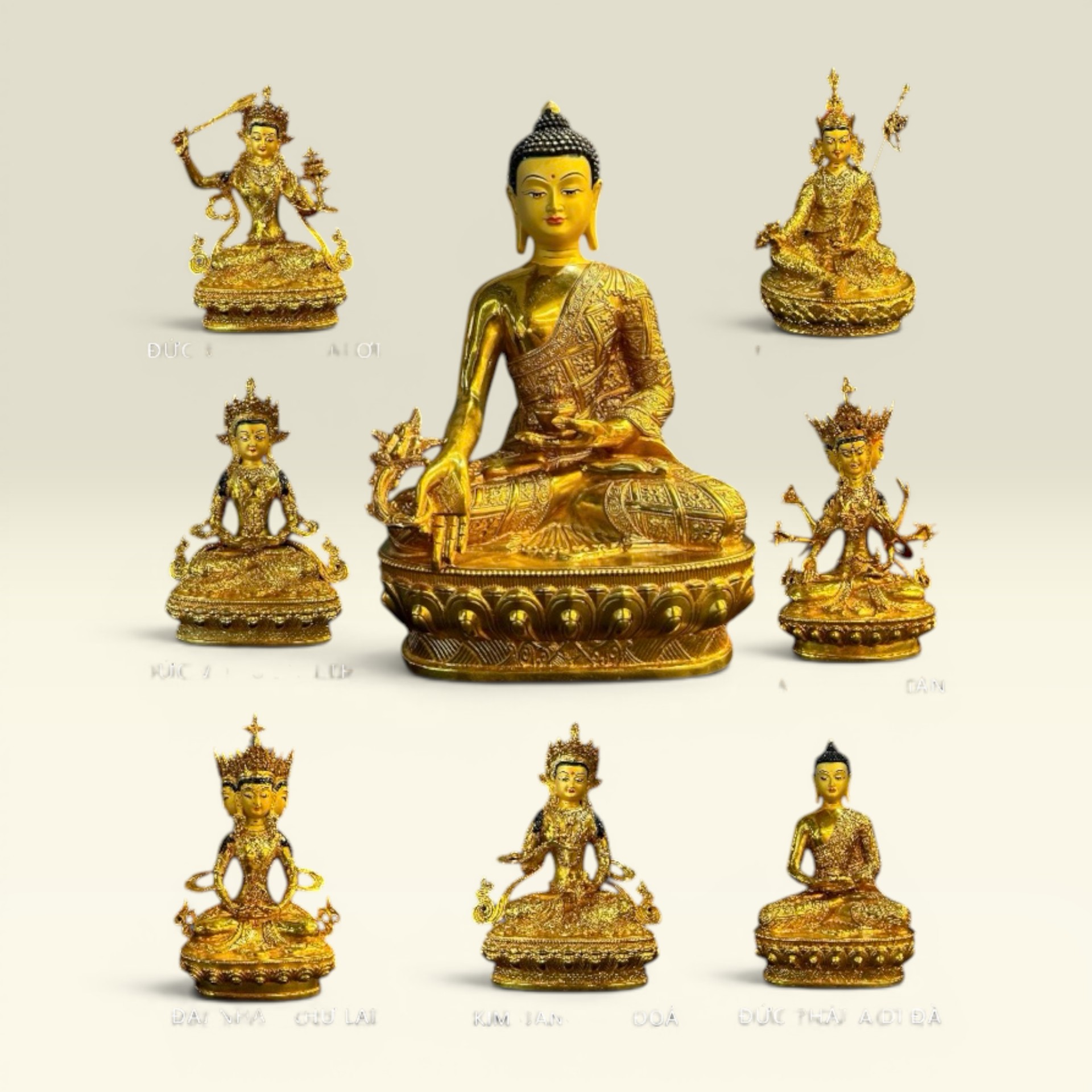 Tượng Phật Mật Tông Bằng Đồng Cao 30cmtôn Tượng Các Vị Dzambala, Quan Âm Tứ Thủ, Dược Sư, Thích Ca, Tarar - Vạn Kim Đại Cát