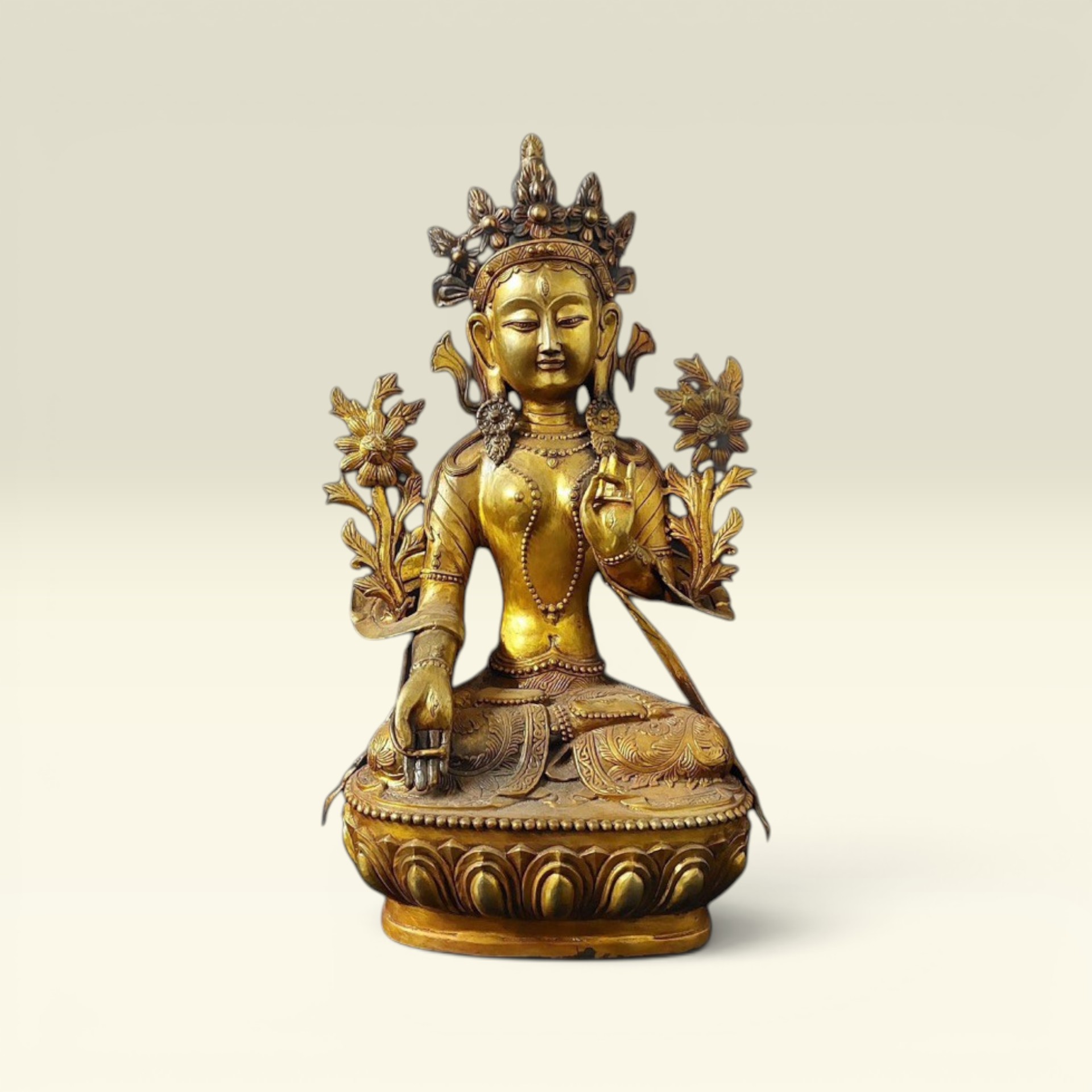 Tượng Phật Mật Tông- Đức Phật TARA Bạch Độ Mẫu- Tượng Phật Bằng Đồng - Vạn Kim Đại Cát