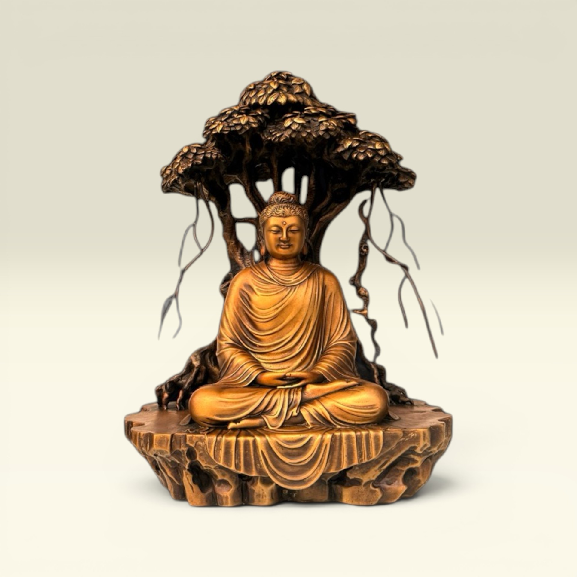 Tượng Phật Đức Phật Thích Ca Mâu Ni Ngồi Gốc Bồ Đề - Tượng Đồng Thờ Cúng - Vạn Kim Đại Cát