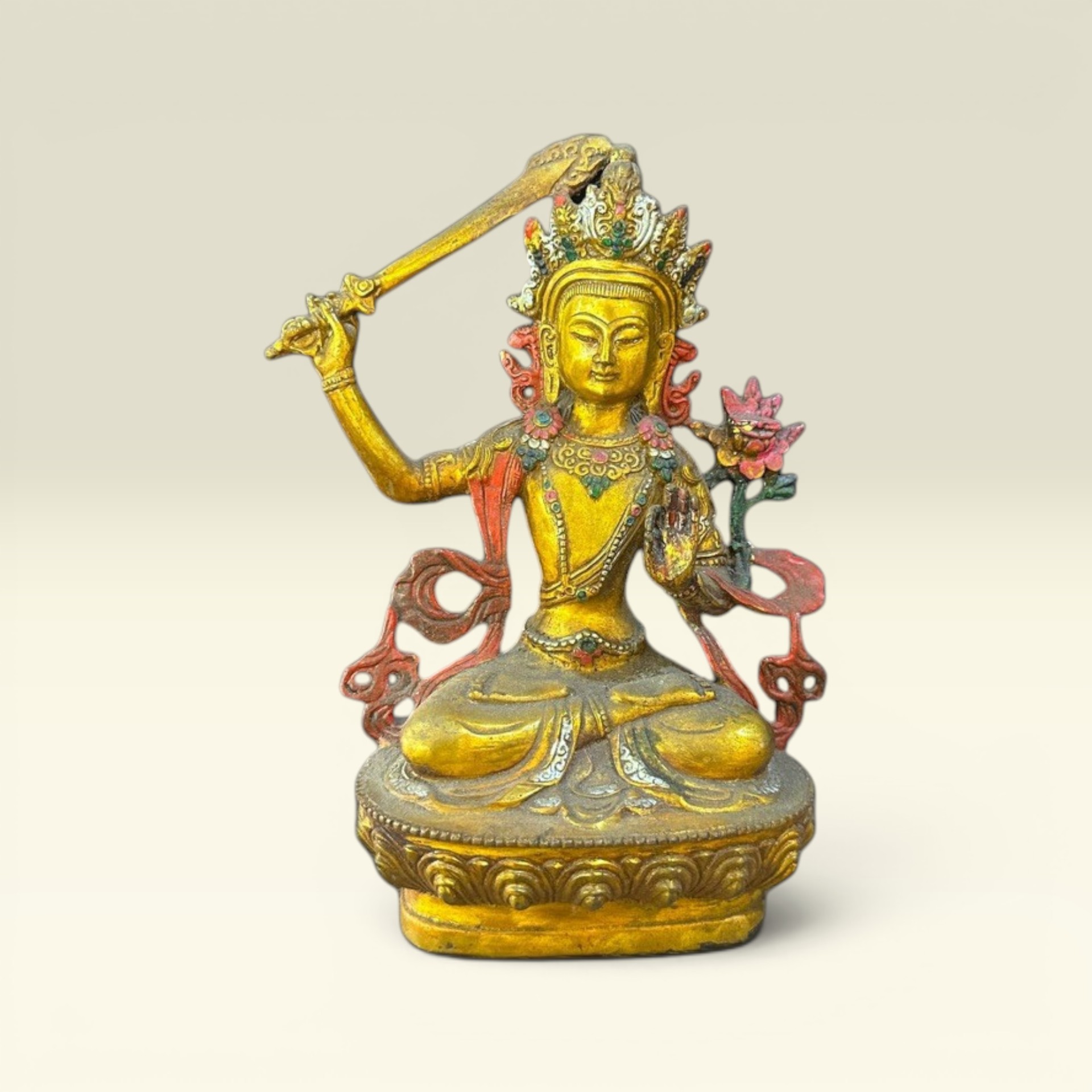Tượng Bồ Tát Phật Văn Thù Sư Lợi Bằng Đồng, Tượng Phật Mật Tông Kim Cang Thừa - Vạn Kim Đại Cát